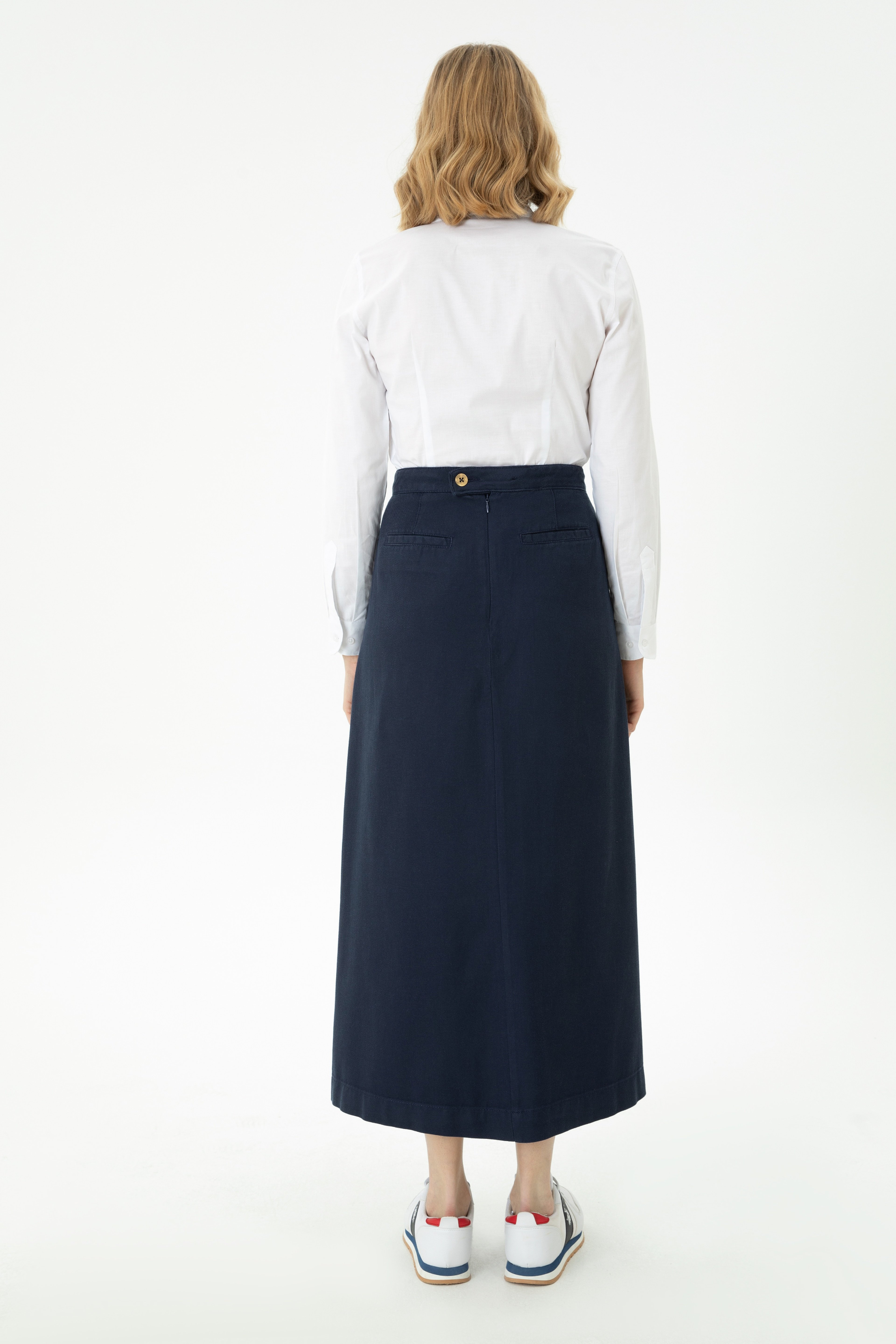 Kadın Lacivert Dokuma Etek