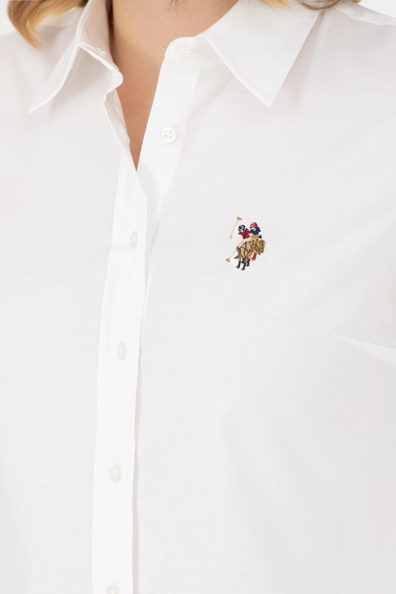 Kadın Beyaz Uzun Kollu Basic Gömlek - 50276496003