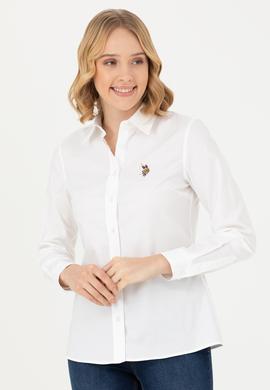 Kadın Beyaz Uzun Kollu Basic Gömlek - 50276496003