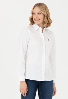 Kadın Beyaz Uzun Kollu Basic Gömlek - 50276496003