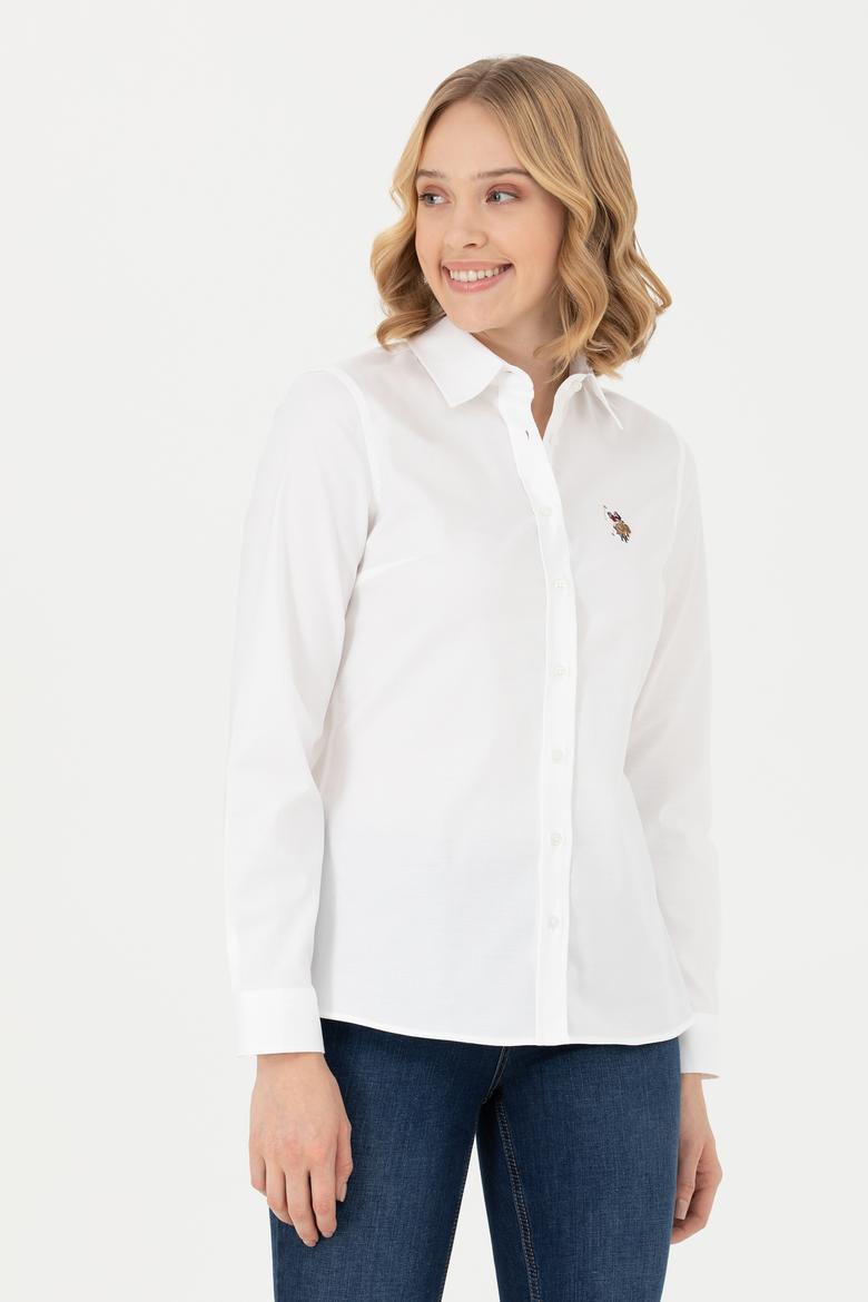 Kadın Beyaz Uzun Kollu Basic Gömlek