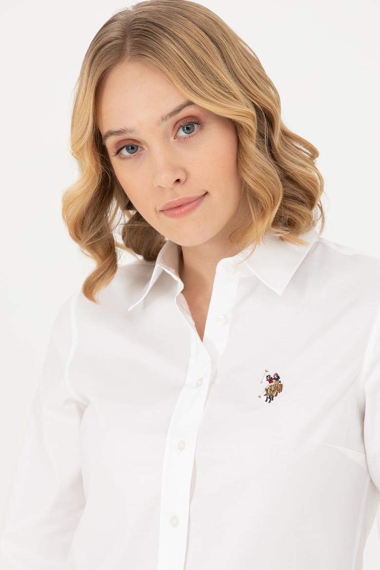 Kadın Beyaz Uzun Kollu Basic Gömlek - 50276496003