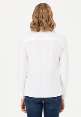 Kadın Beyaz Uzun Kollu Basic Gömlek - 50276496003
