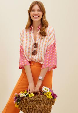 Kadın Pembe Uzun Kollu Gömlek - 50264128003