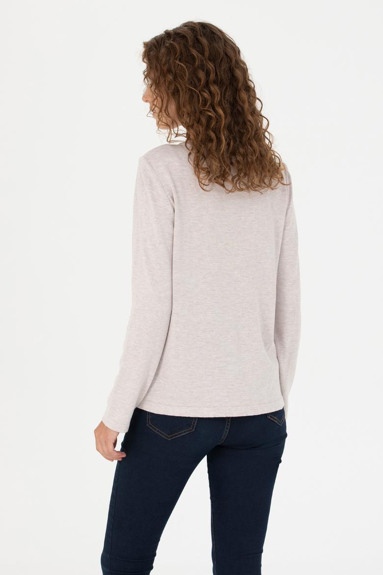 Kadın Taş Melanj Basic Triko Hırka - 50269008051