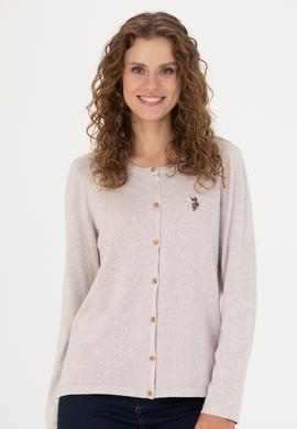 Kadın Taş Melanj Basic Triko Hırka - 50269008051