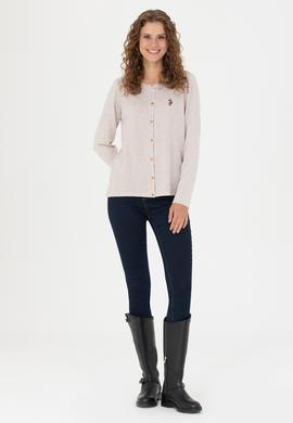 Kadın Taş Melanj Basic Triko Hırka - 50269008051