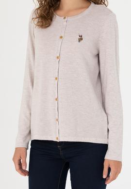 Kadın Taş Melanj Basic Triko Hırka - 50269008051