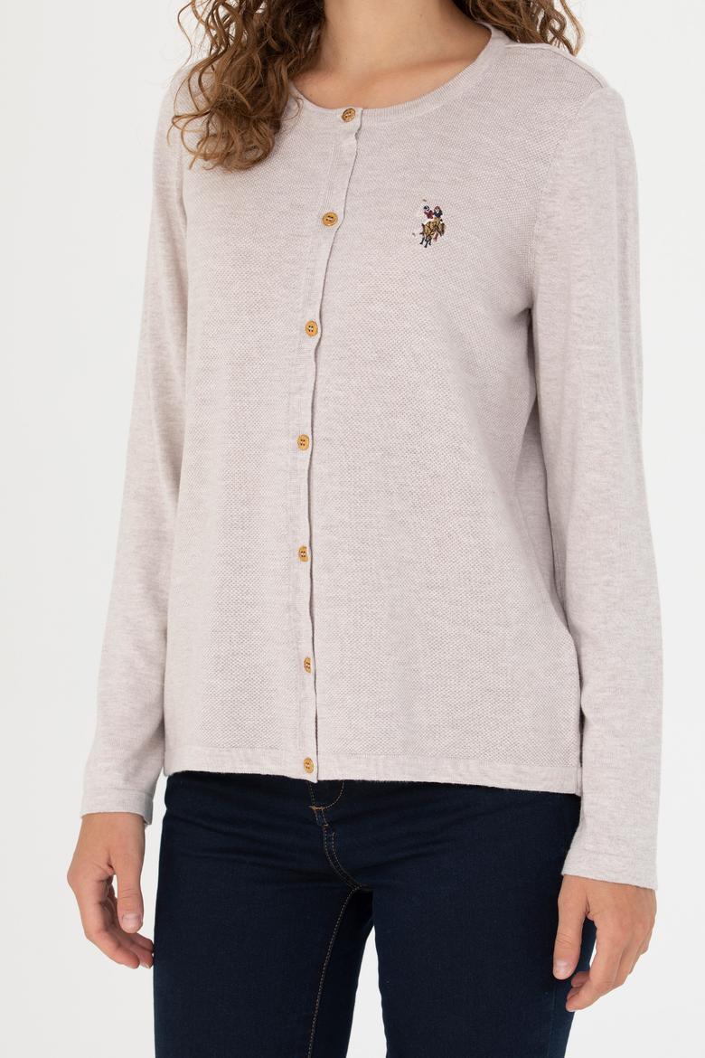 Kadın Taş Melanj Basic Triko Hırka - 50269008051