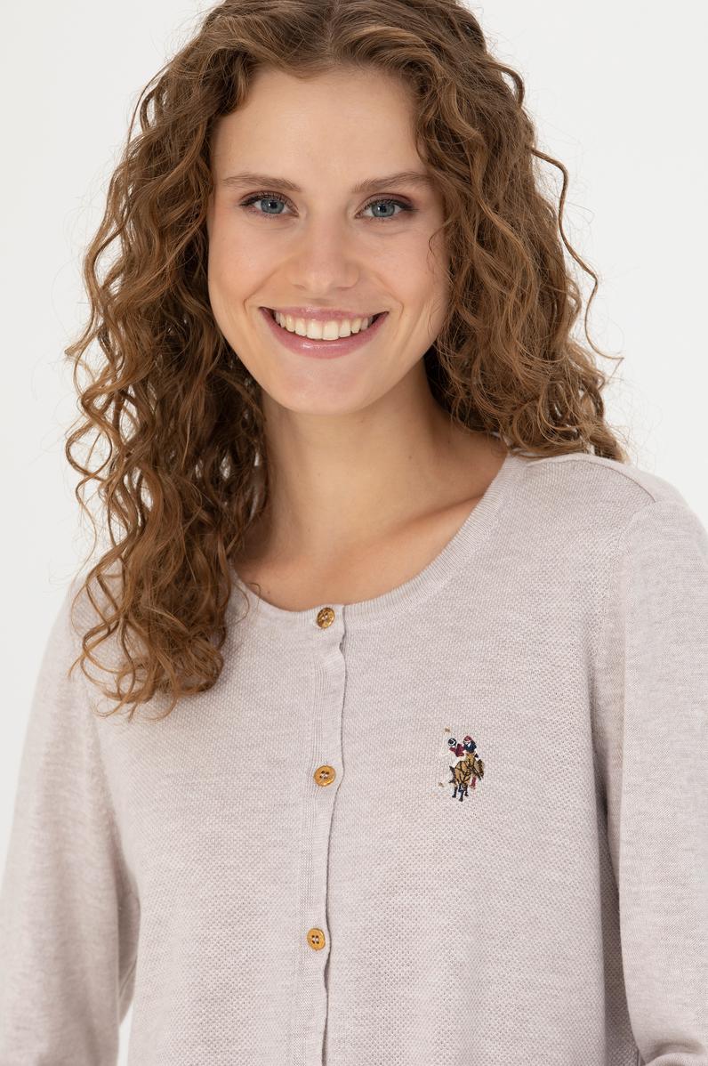 Kadın Taş Melanj Basic Triko Hırka