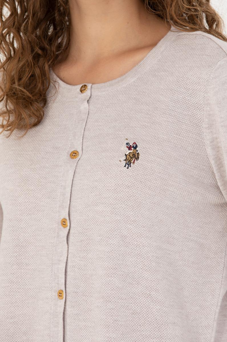 Kadın Taş Melanj Basic Triko Hırka