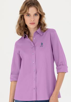 Kadın Lila Uzun Kollu Basic Gömlek - 50271266035