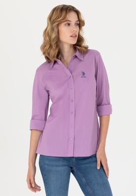 Kadın Lila Uzun Kollu Basic Gömlek - 50271266035