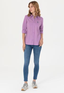 Kadın Lila Uzun Kollu Basic Gömlek - 50271266035