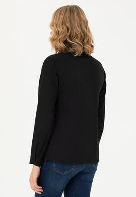 Kadın Siyah Uzun Kollu Basic Gömlek - 50271267028