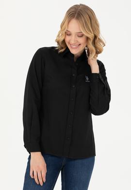 Kadın Siyah Uzun Kollu Basic Gömlek - 50271267028
