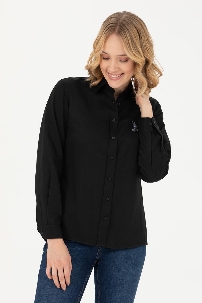 Kadın Siyah Uzun Kollu Basic Gömlek - 50271267028