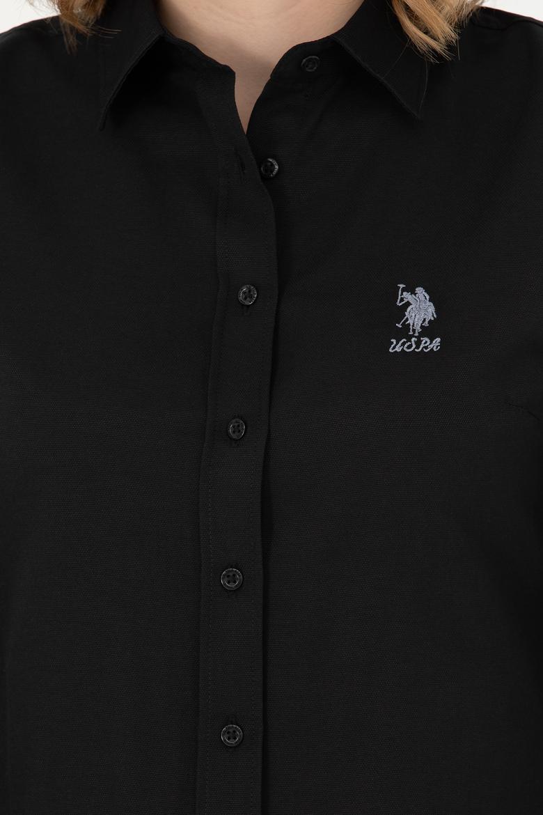 Kadın Siyah Uzun Kollu Basic Gömlek - 50271267028