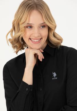 Kadın Siyah Uzun Kollu Basic Gömlek - 50271267028