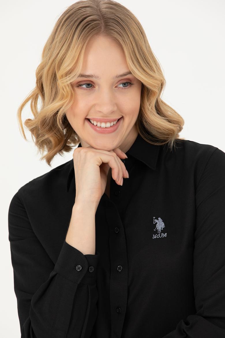 Kadın Siyah Uzun Kollu Basic Gömlek - 50271267028