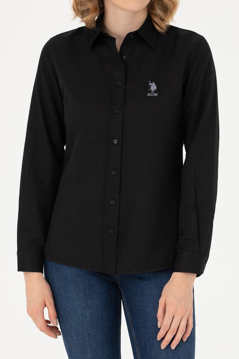 Kadın Siyah Uzun Kollu Basic Gömlek - 50271267028