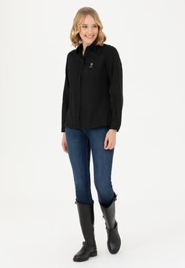 Kadın Siyah Uzun Kollu Basic Gömlek - 50271267028