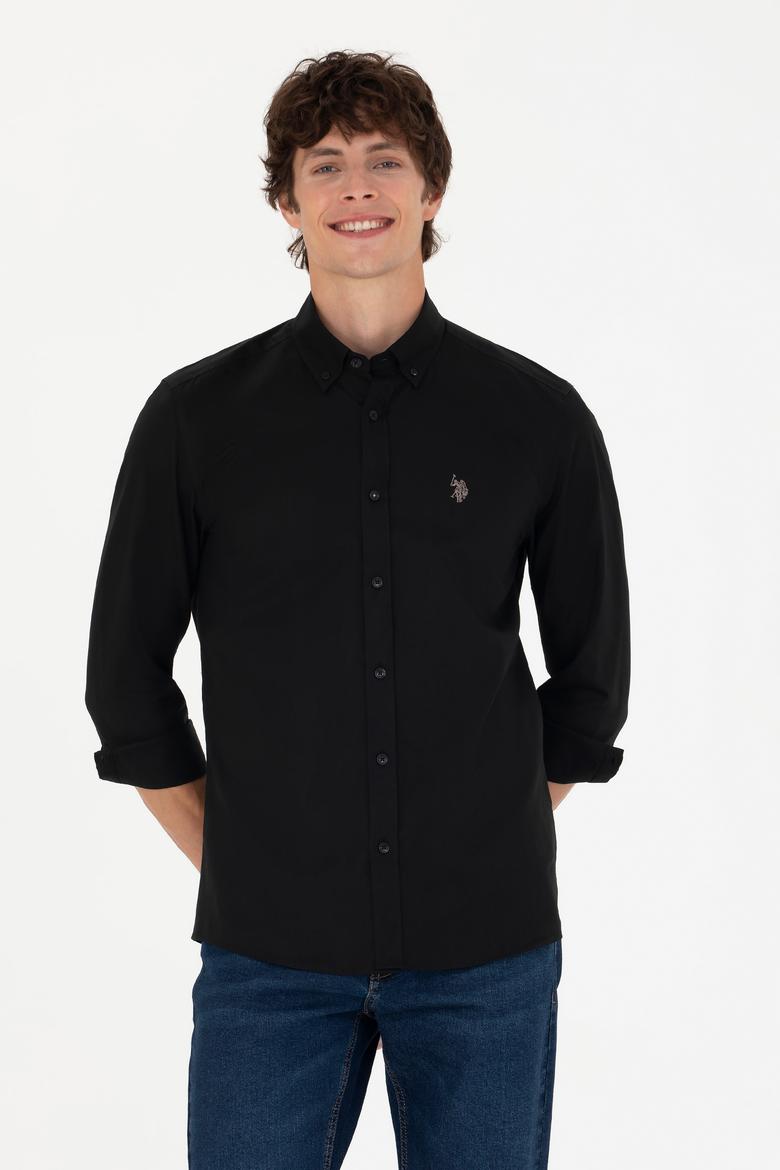 Erkek Siyah Uzun Kollu Basic Gömlek - 50271291037