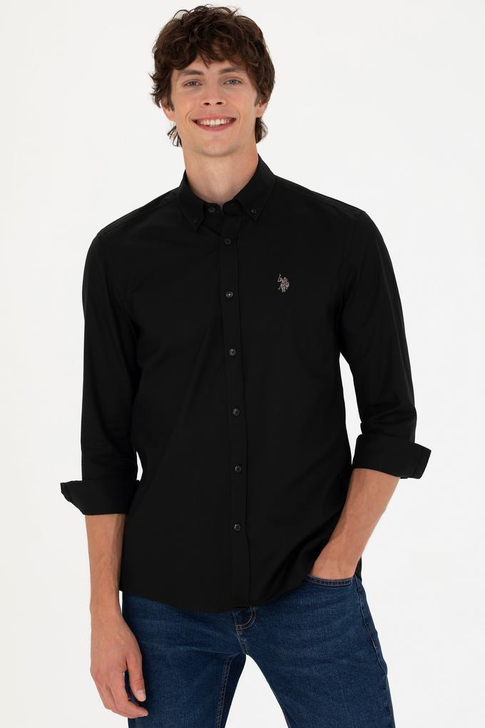 Erkek Siyah Uzun Kollu Basic Gömlek