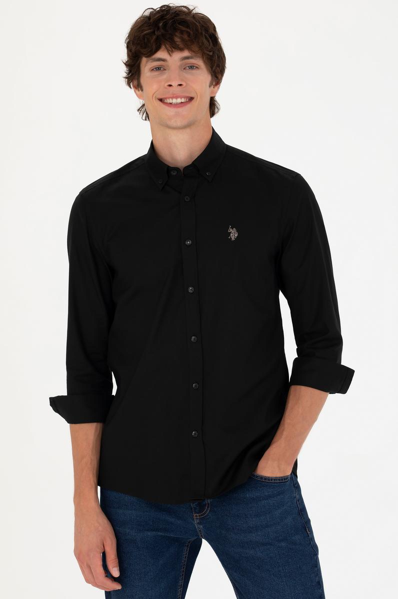 Erkek Siyah Uzun Kollu Basic Gömlek