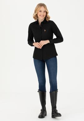 Kadın Siyah Uzun Kollu Basic Gömlek - 50271935042