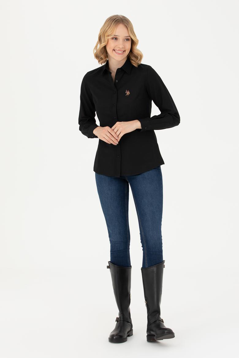 Kadın Siyah Uzun Kollu Basic Gömlek - 50271935042