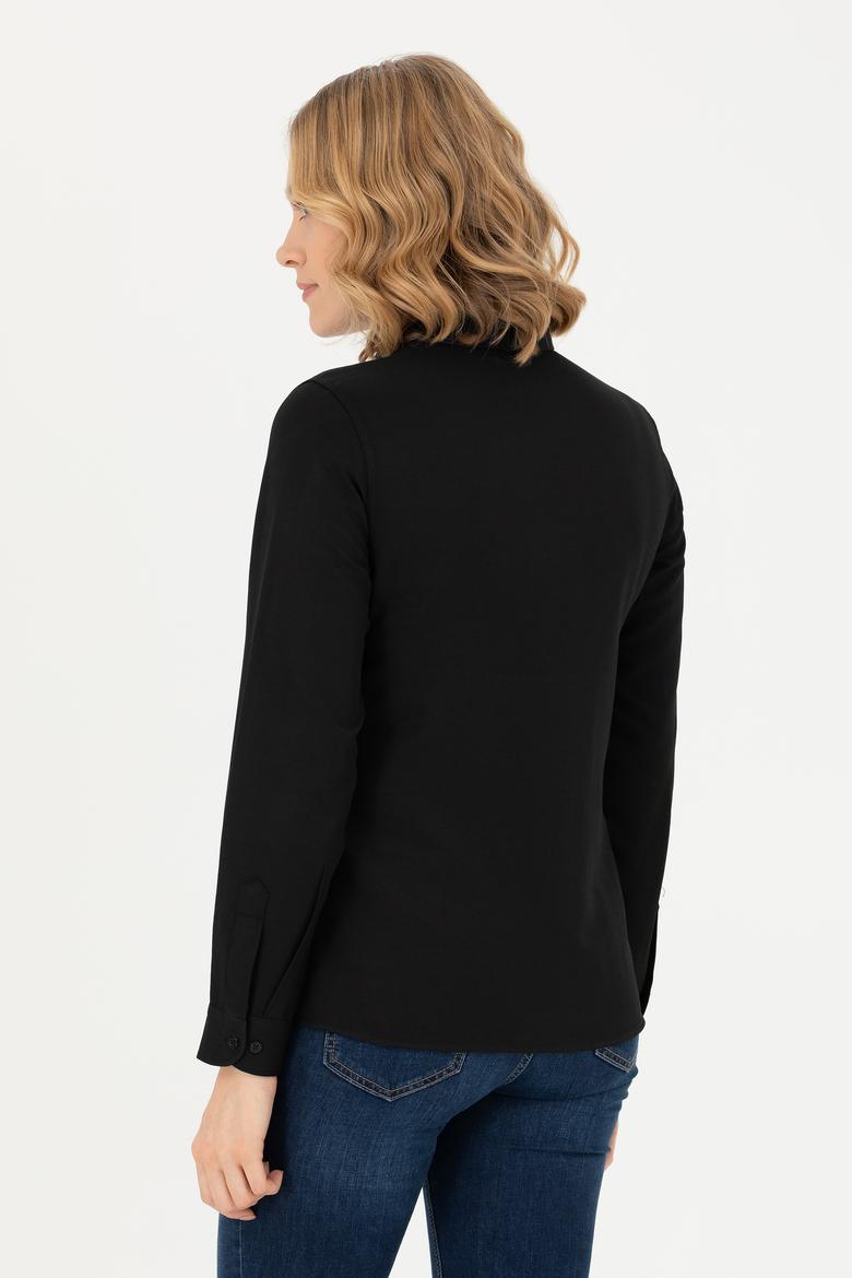 Kadın Siyah Uzun Kollu Basic Gömlek - 50271935042