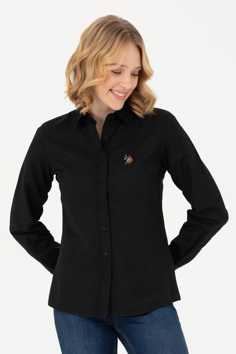 Kadın Siyah Uzun Kollu Basic Gömlek