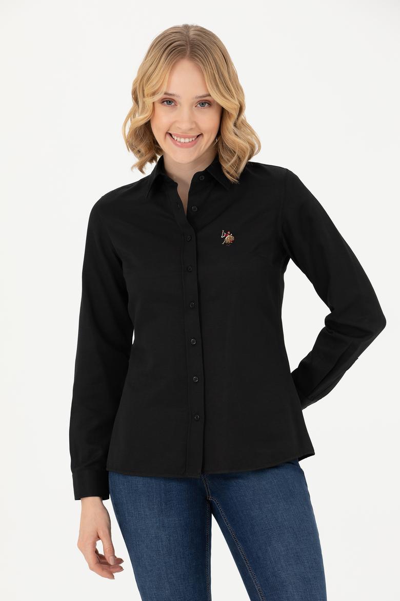 Kadın Siyah Uzun Kollu Basic Gömlek - 50271935042