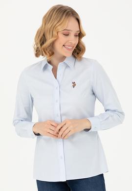 Kadın Açık Mavi Uzun Kollu Basic Gömlek - 50276496011