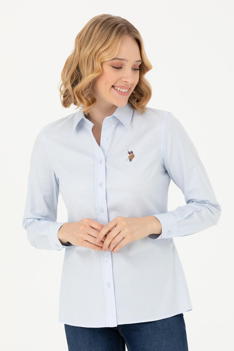 Kadın Açık Mavi Uzun Kollu Basic Gömlek - 50276496011