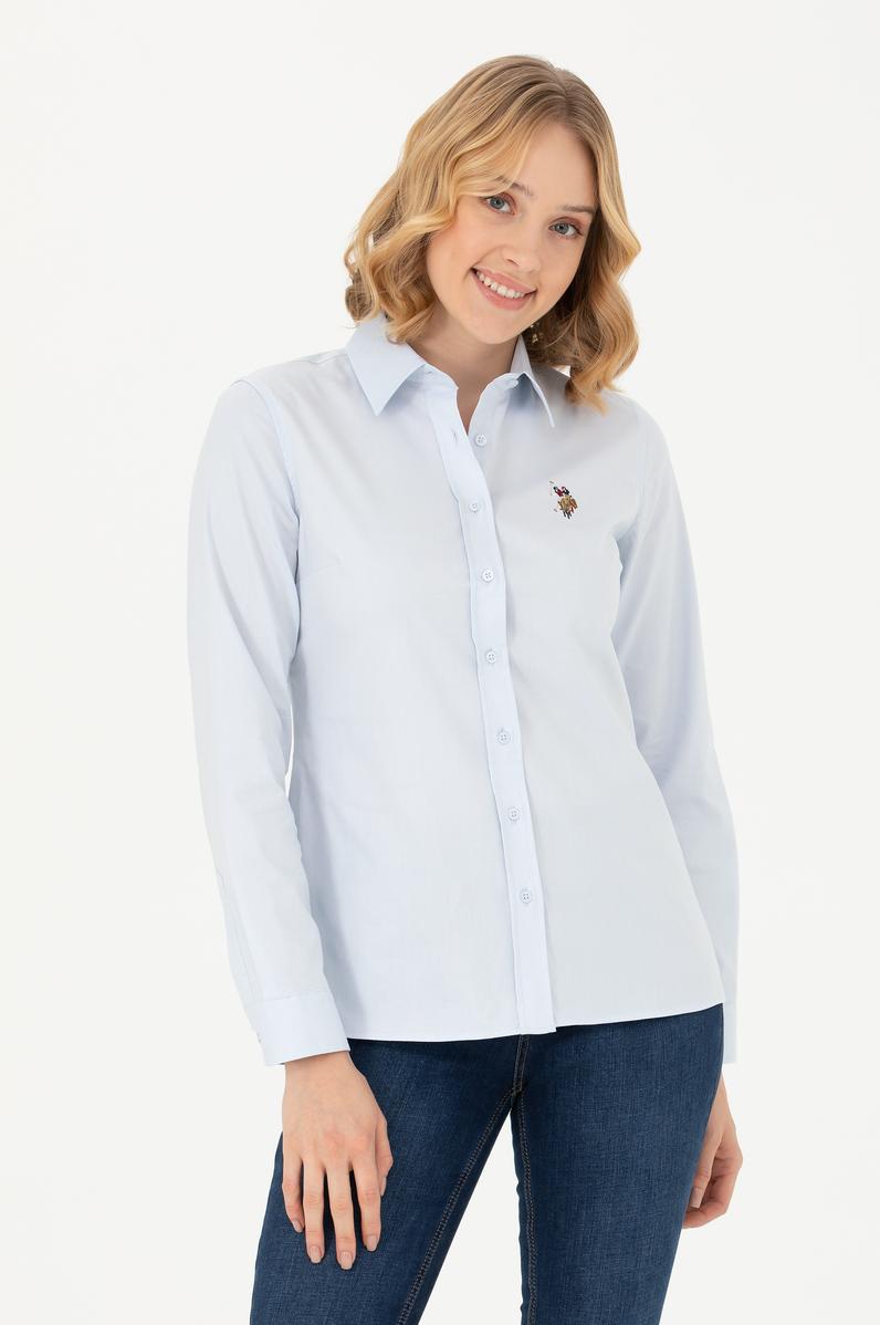 Kadın Açık Mavi Uzun Kollu Basic Gömlek