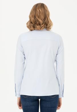 Kadın Açık Mavi Uzun Kollu Basic Gömlek - 50276496011