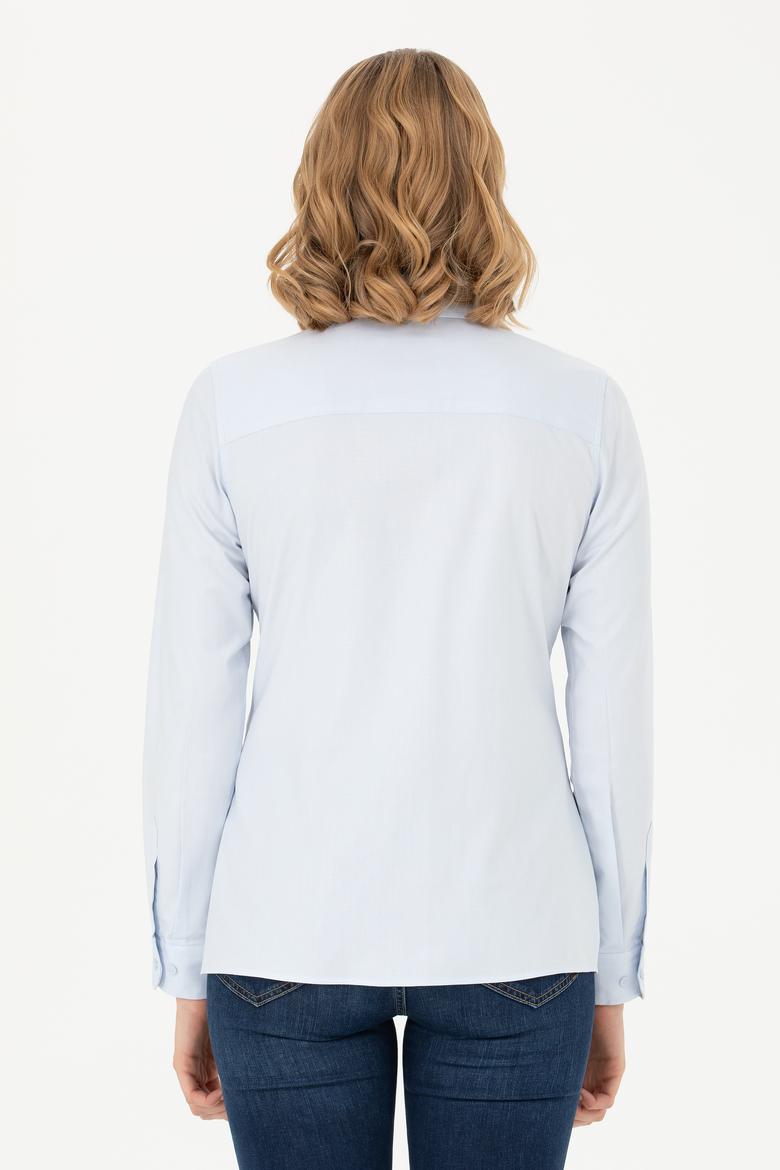 Kadın Açık Mavi Uzun Kollu Basic Gömlek - 50276496011