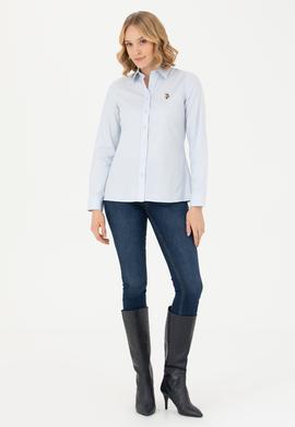 Kadın Açık Mavi Uzun Kollu Basic Gömlek - 50276496011