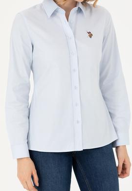 Kadın Açık Mavi Uzun Kollu Basic Gömlek - 50276496011