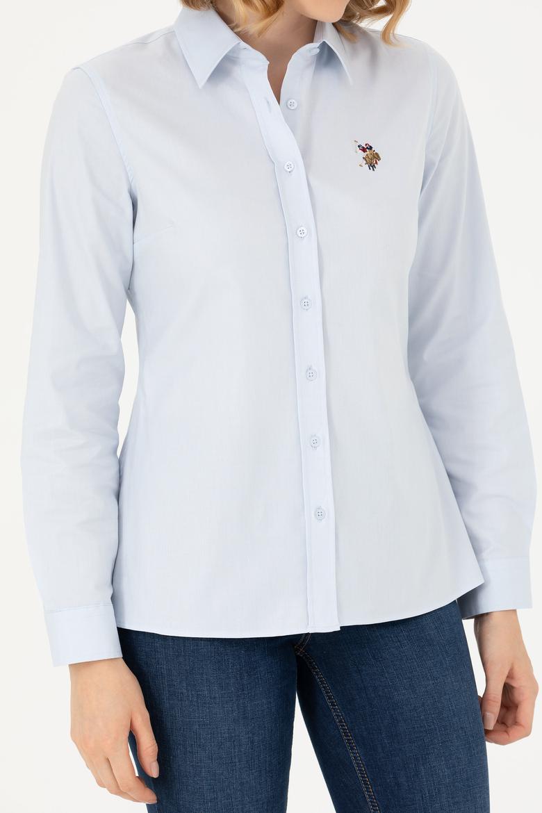 Kadın Açık Mavi Uzun Kollu Basic Gömlek - 50276496011