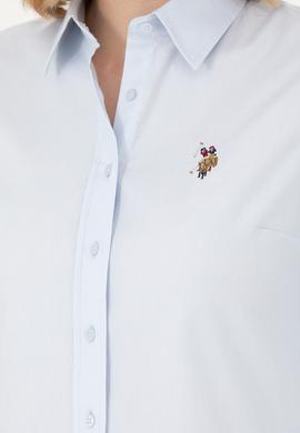 Kadın Açık Mavi Uzun Kollu Basic Gömlek - 50276496011