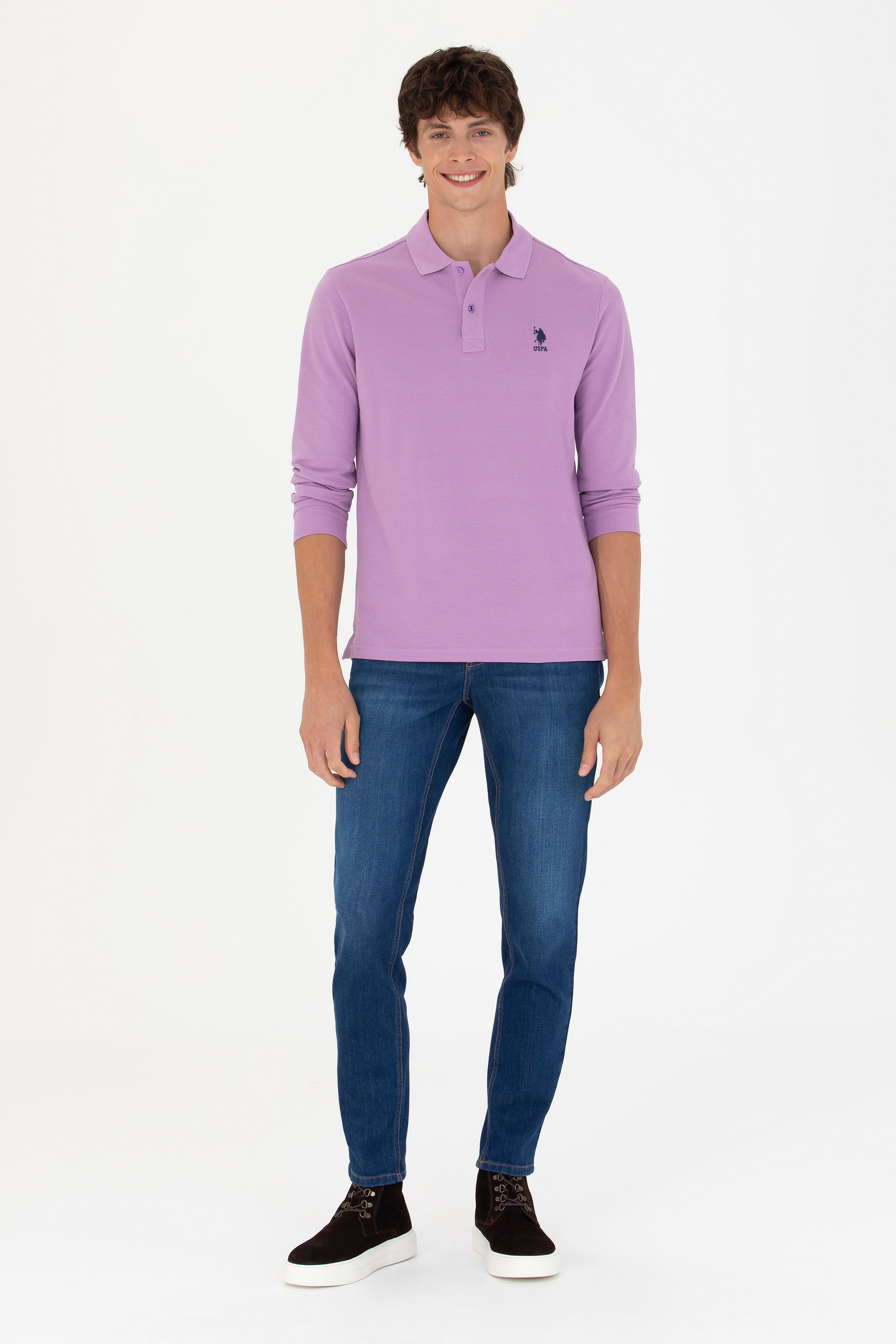 Erkek Lila Basic Sweatshirt