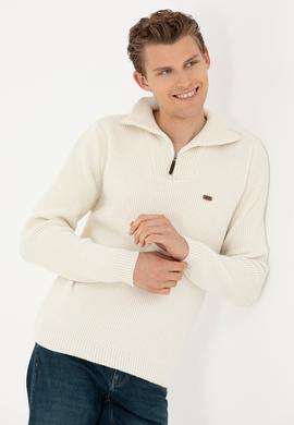 Erkek Taş Yarım Fermuarlı Kazak - 50277089026