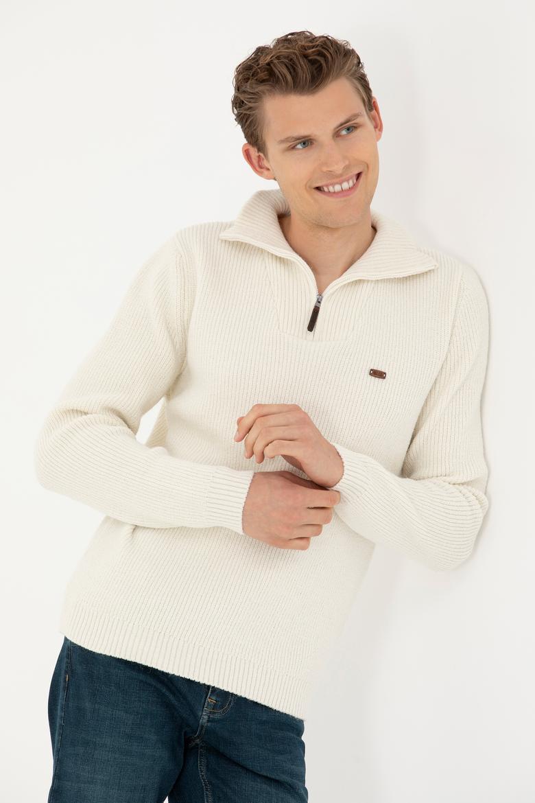 Erkek Taş Yarım Fermuarlı Kazak