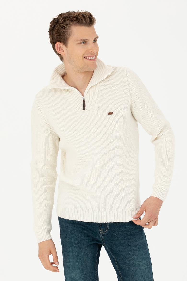 Erkek Taş Yarım Fermuarlı Kazak - 50277089026