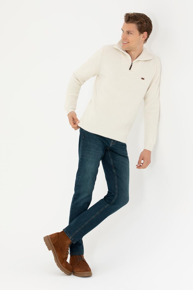 Erkek Taş Yarım Fermuarlı Kazak - 50277089026