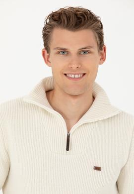 Erkek Taş Yarım Fermuarlı Kazak - 50277089026