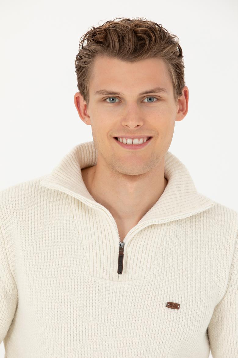 Erkek Taş Yarım Fermuarlı Kazak - 50277089026